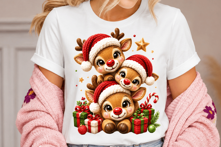 Cute Christmas Reindeer PNG, Santa Reindeer Sublimation
