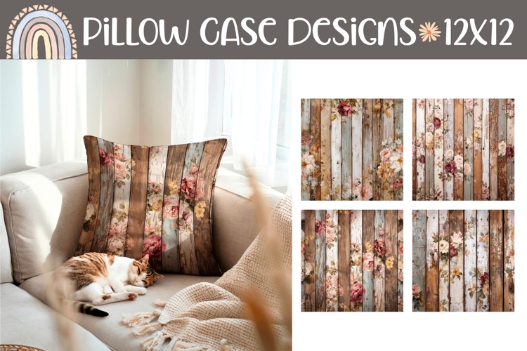 Boho Flowers Pillow Case, Wooden Pillow Designs