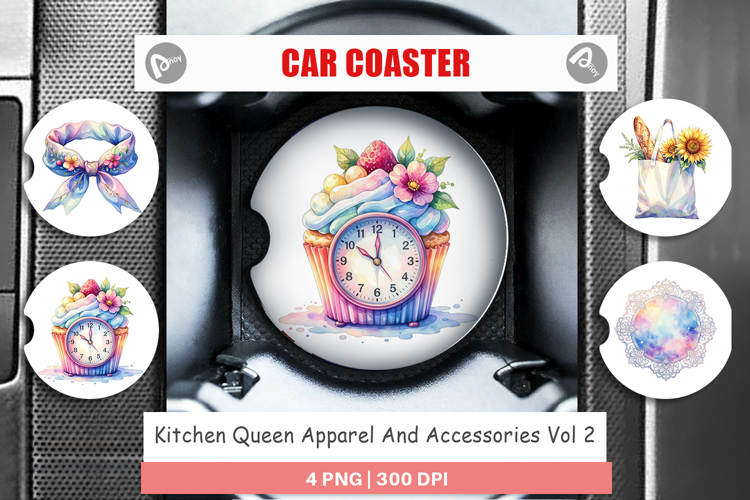 Whimsical Apron & Chef Hat Car Coaster