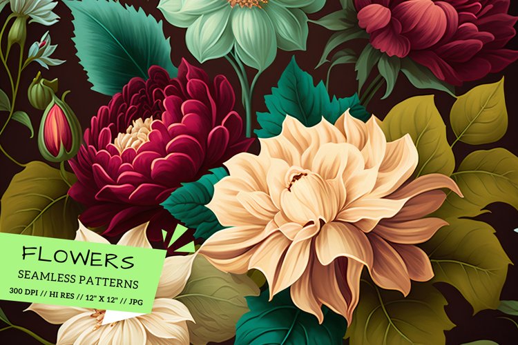 pattern with roses, background with flowers