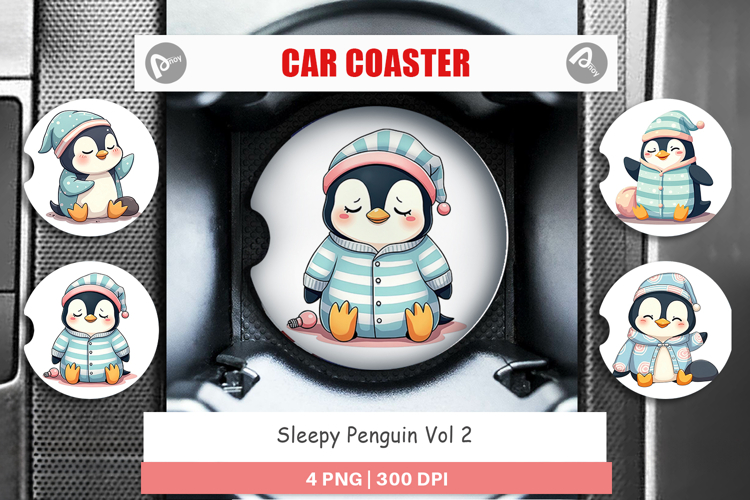 Car Coaster Sleepy Penguin