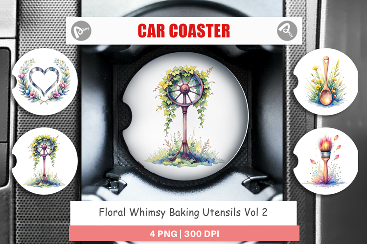 Floral Kitchen Tools Decor Car Coaster