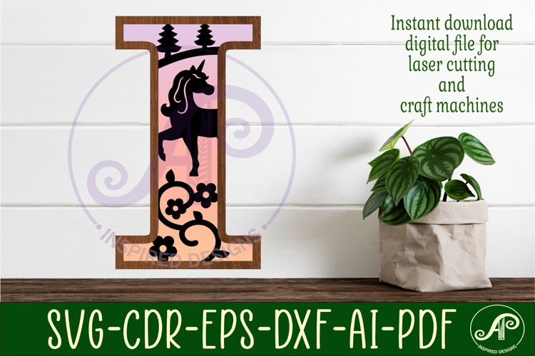 Unicorns Large I wall Letter 3 layer sign