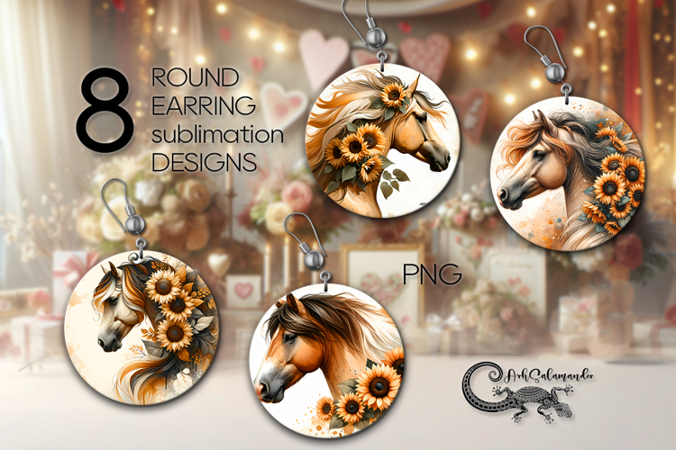 Horse | Round earring Sublimation design bundle