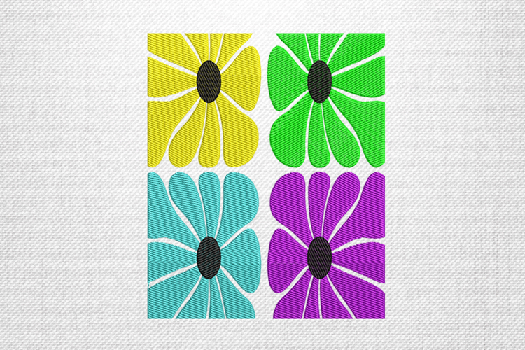 Colorful Floral Block Embroidery Design