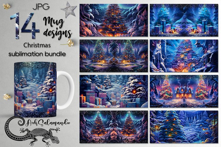 Futuristic Christmas | xmas Mug Sublimation design bundle