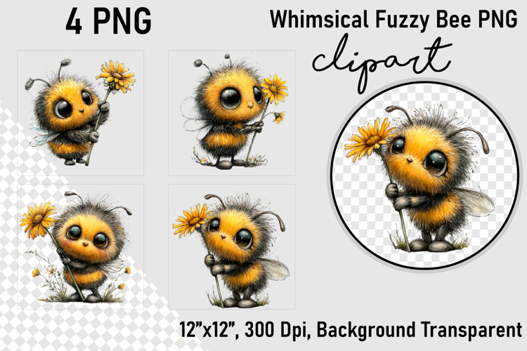 Whimsical Fuzzy Bee PNG Clipart, Clipart PNG