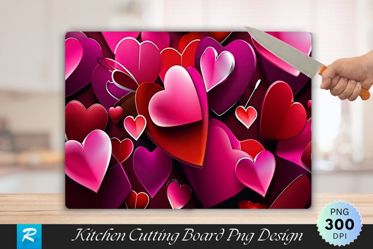 3D Heart Cutting Board Sublimation Design example image 1