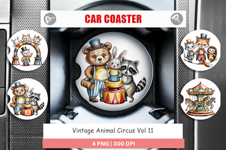 Car Coaster Vintage Animal Circus