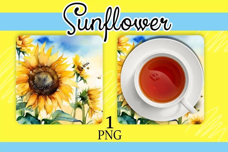 watercolor sunflowers, a stand for hot