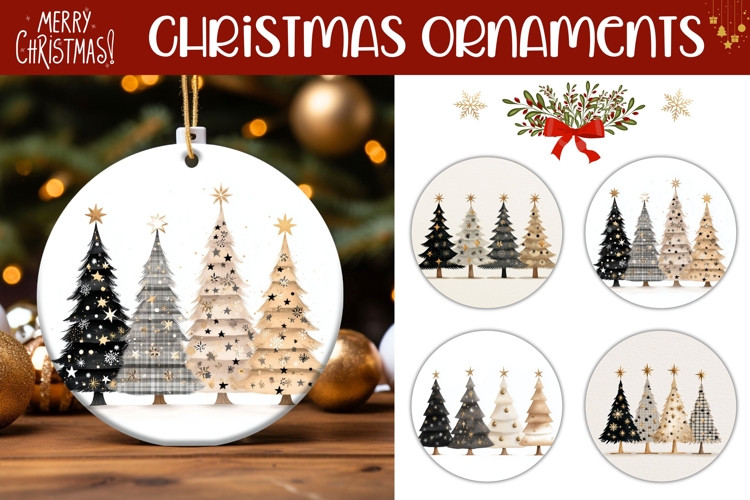 Boho Christmas Tree Ornament Designs, Christmas Gift Tags