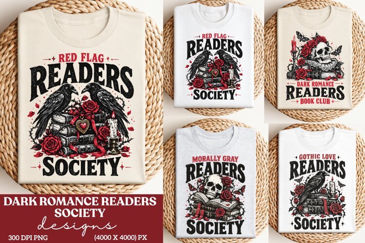Red Flag Readers Society Dark Romance PNG, Gothic Book Lover example image 1