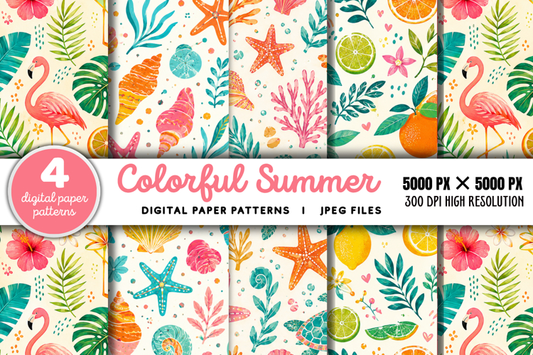 Colorful Summer Digital Paper JPG
