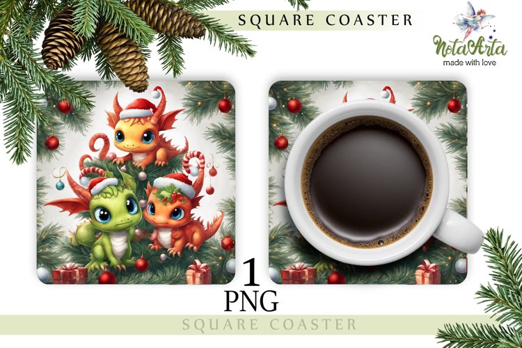 Mug coaster with dragon for Christmas