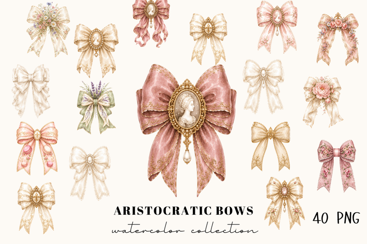 Aristocratic Bows Luxury Vintage Watercolor Bow Collection example image 1