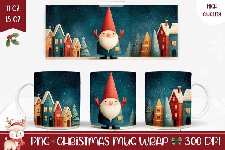 Cartoon Christmas Gnome Mug, Christmas Town Mug Sublimation