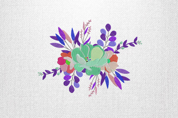 Vibrant Floral Bouquet Embroidery Design example image 1