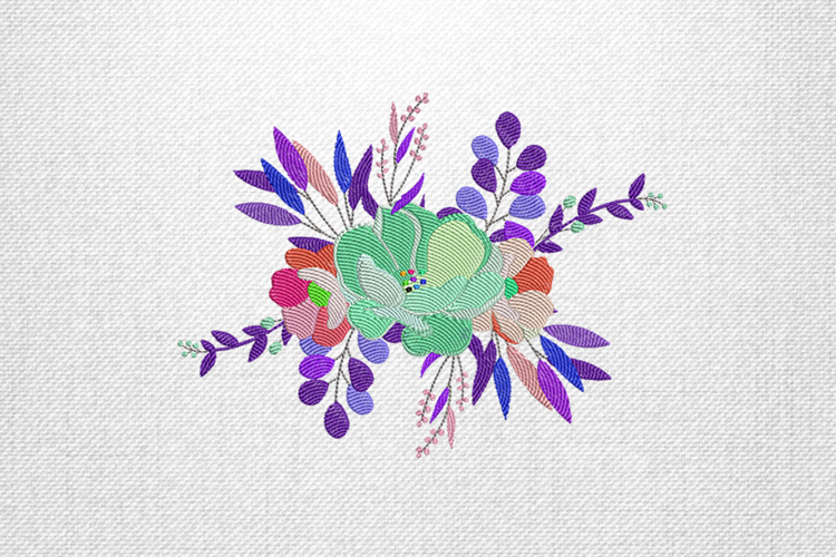 Vibrant Floral Bouquet Embroidery Design