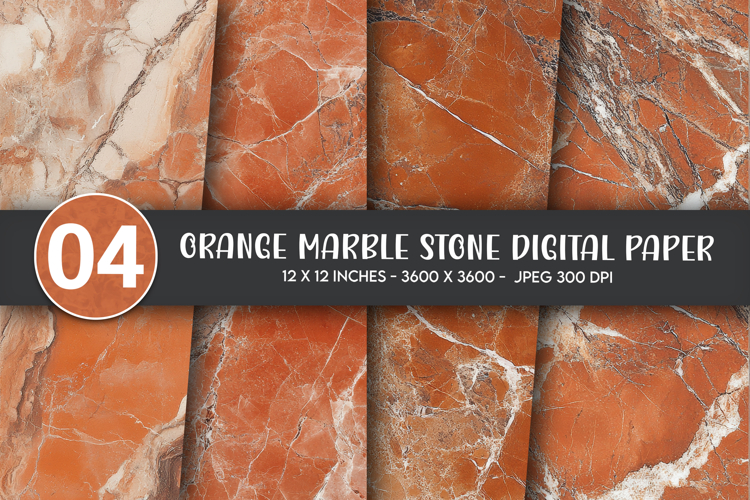 Orange Marble Stone Digital Paper
