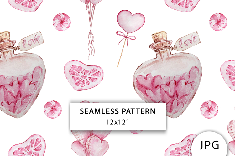Sweets Heart Seamless Pattern, Valentines Digital Paper