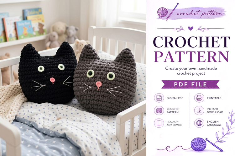Chunky Cat Crochet Pillow Pattern PDF