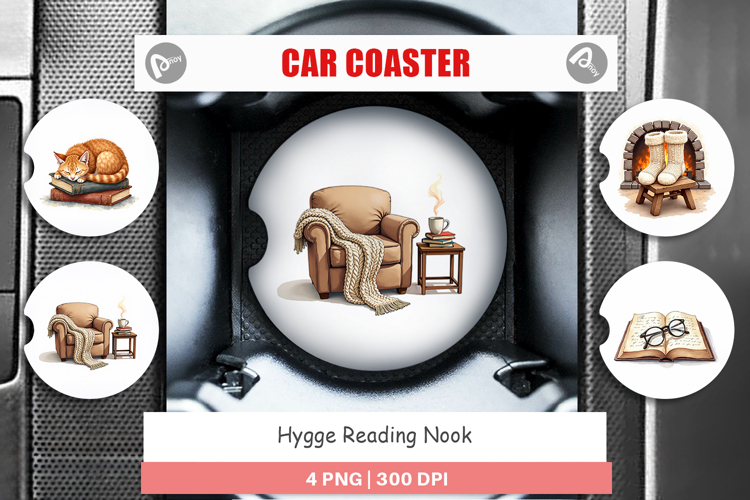 Hygge Reading Nook Car Coaster