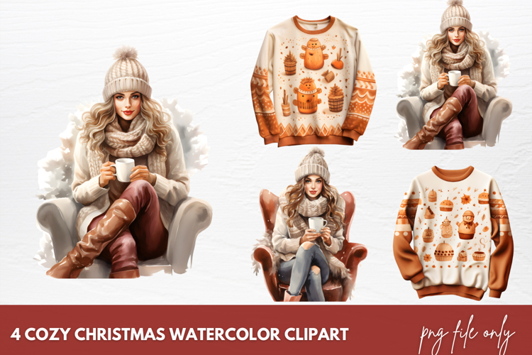 Cozy Christmas Home Clipart Sublimation