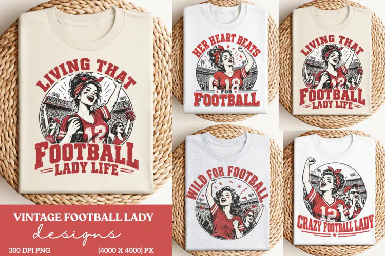 Living That Football Lady Life PNG, Vintage Football Fan Wom