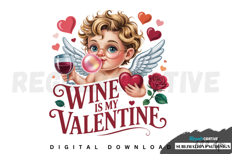 Retro Cupid Valentine Blowing Bubble Sublimation PNG