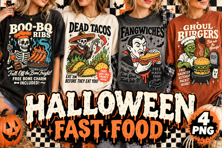Halloween Fast Food PNG, Spooky Taco Burger Ribs