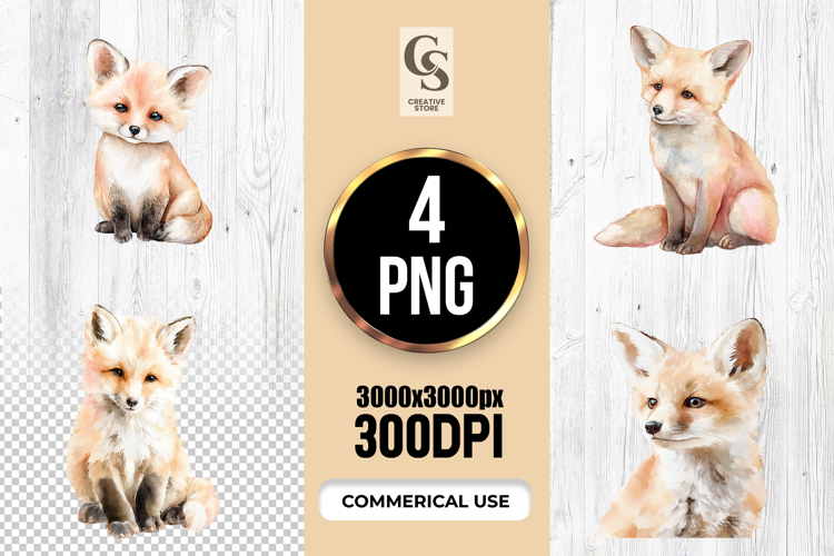 Cute Watercolor Fox Clipart Image 9