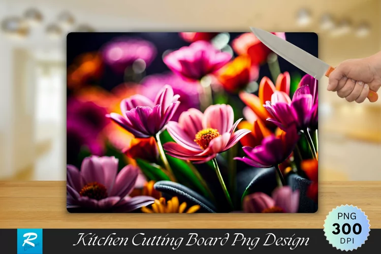 3D Flowers Cutting Board Sublimation Design