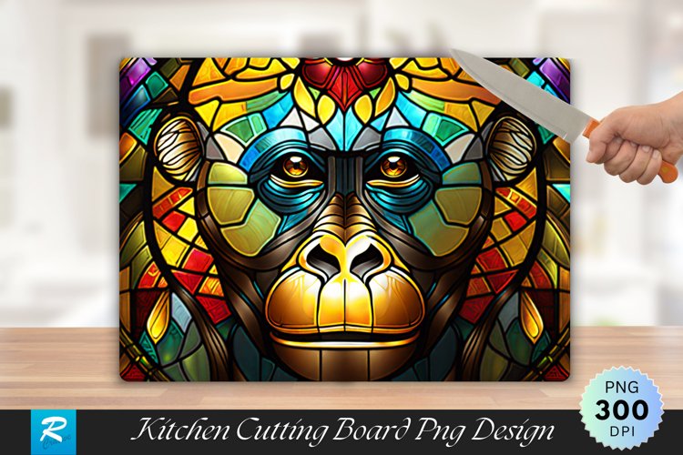 Monkey Stained Cutting Board Sublimation Design