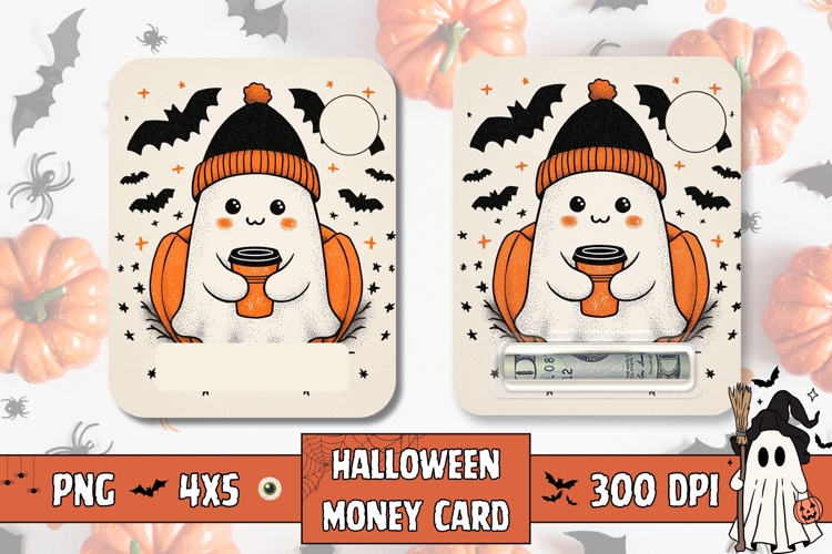 Cartoon Ghost Money Card, Printable Halloween Money Card