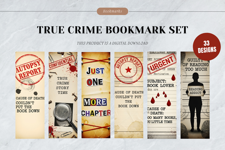True Crime Bookmark Set,Mystery & Crime Scene Bookmarks example image 1