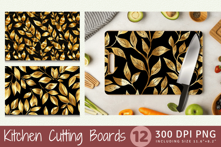 Gilded Gold Leaf Cutting Boards sublimation Design