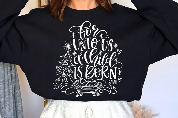 For Unto Us a Child Is Born PNG, Isaiah 9:6 Christian Nativi