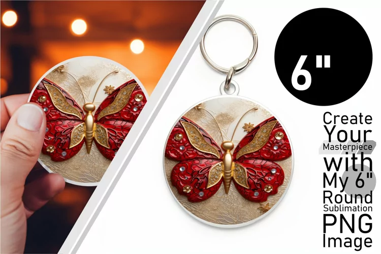 Sparkling 3D Butterfly: Glossy Sublimation Design