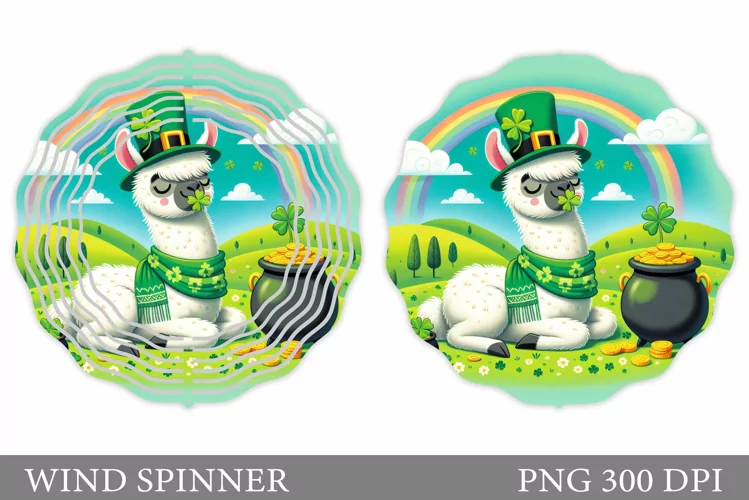 St Patrick Lama Wind Spinner. St Patrick Wind Spinner Design