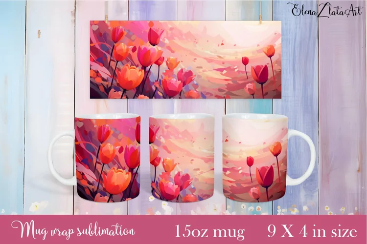 Flowers Mug Sublimation, Floral Design Mug