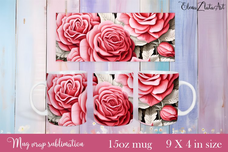 Flowers Mug Sublimation, Floral Design Mug example image 1