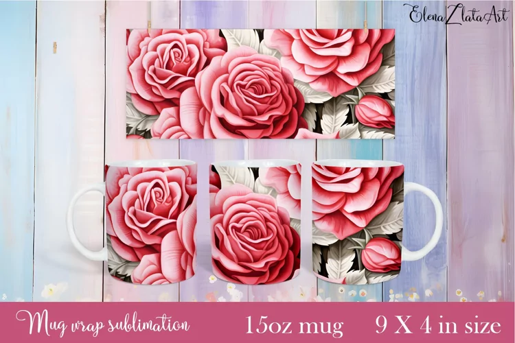 Flowers Mug Sublimation, Floral Design Mug