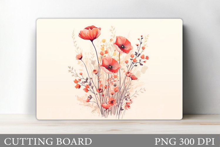 Flowers Cutting Board Sublimation. Wildflowers Cutting Board example image 1