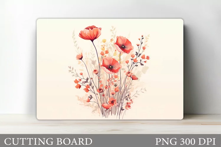 Flowers Cutting Board Sublimation. Wildflowers Cutting Board