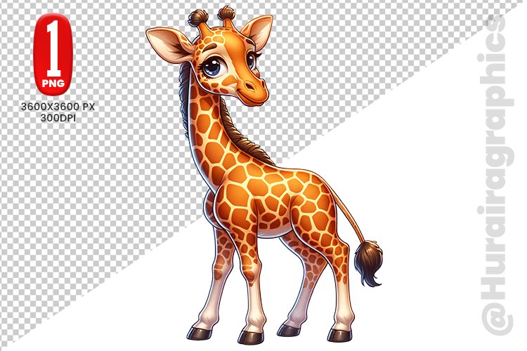 Cute Girraffe Clipart - PNG File