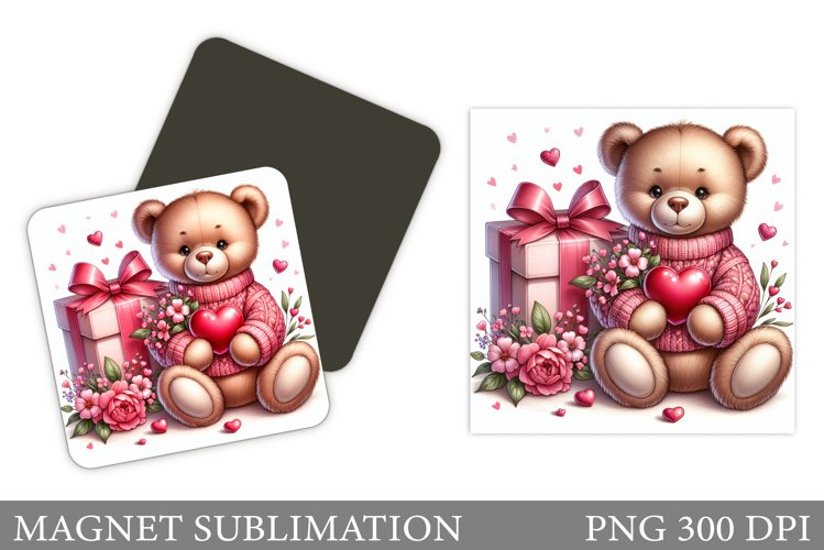 Valentines Bear Magnet. Valentine Square Magnet Design example image 1