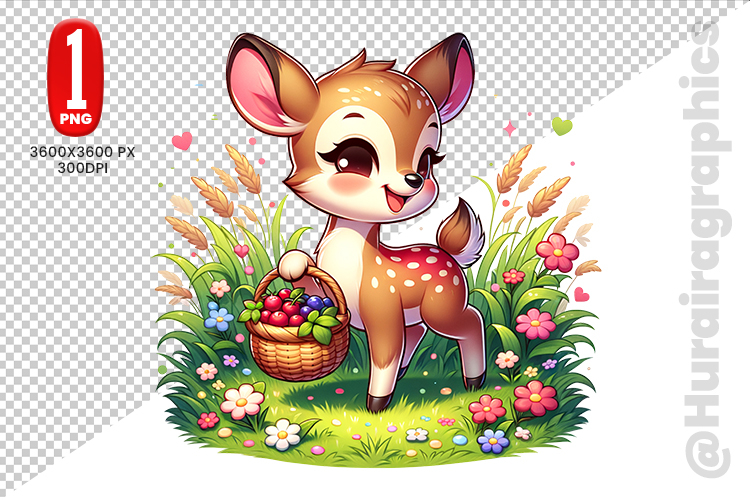 Cute Deer Clipart - PNG File