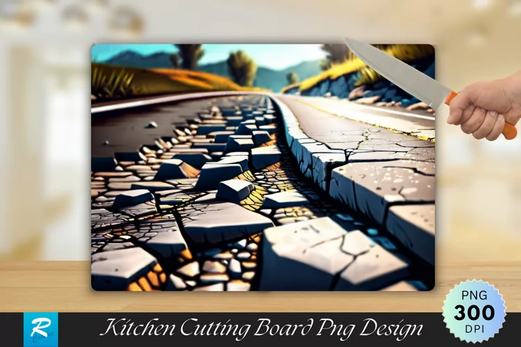 Crack Road Background Cutting Board sublimation Design