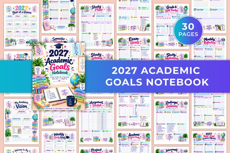 2027 Academic Goals Notebook Kdp interiors example image 1