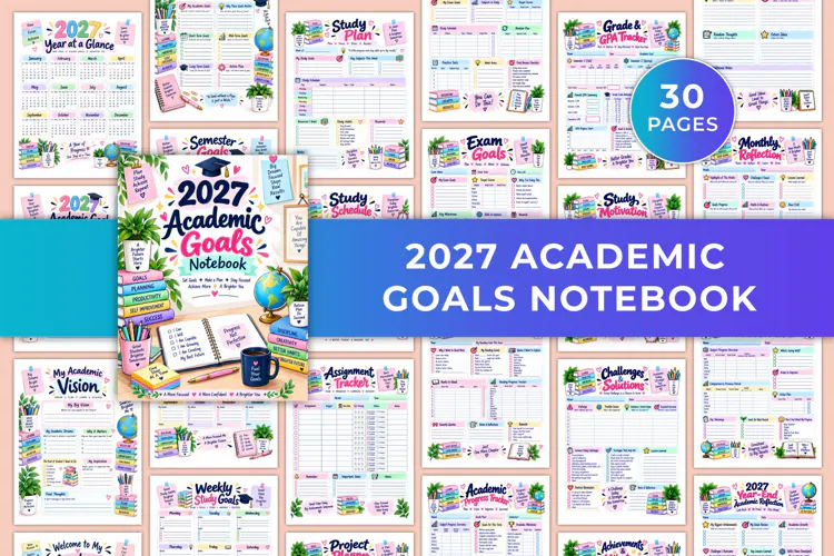 2027 Academic Goals Notebook Kdp interiors